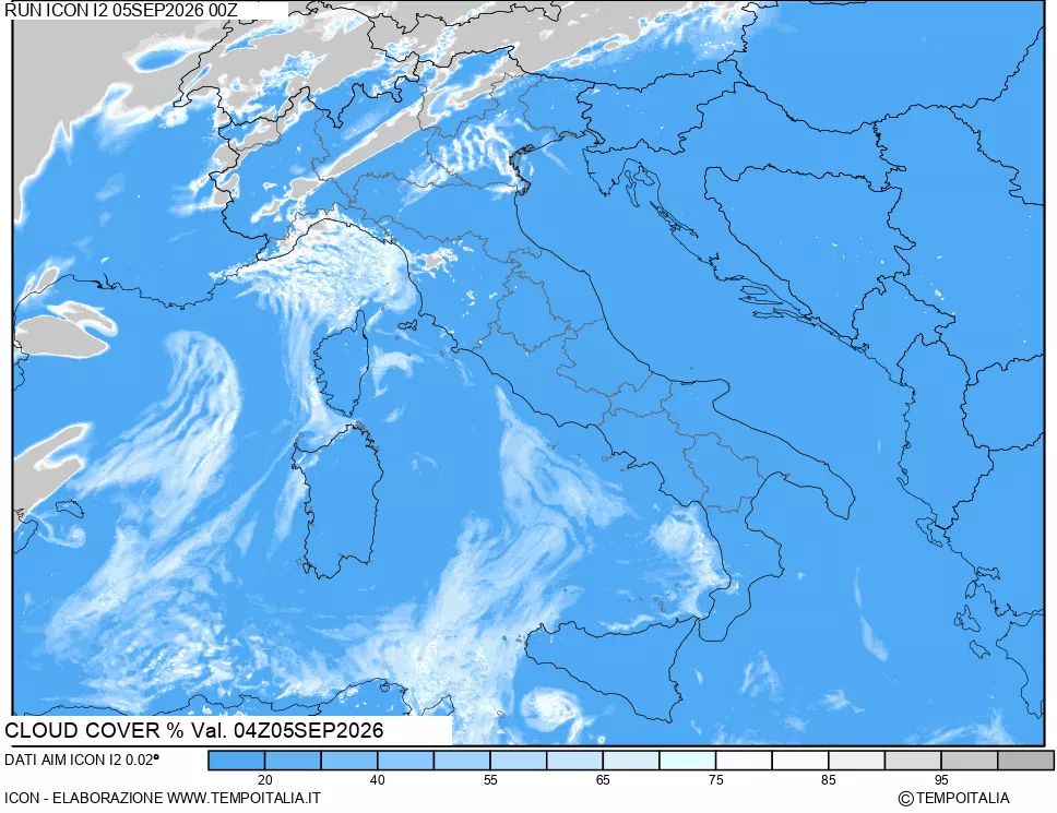 mappa Nuvolosit&agrave; totale