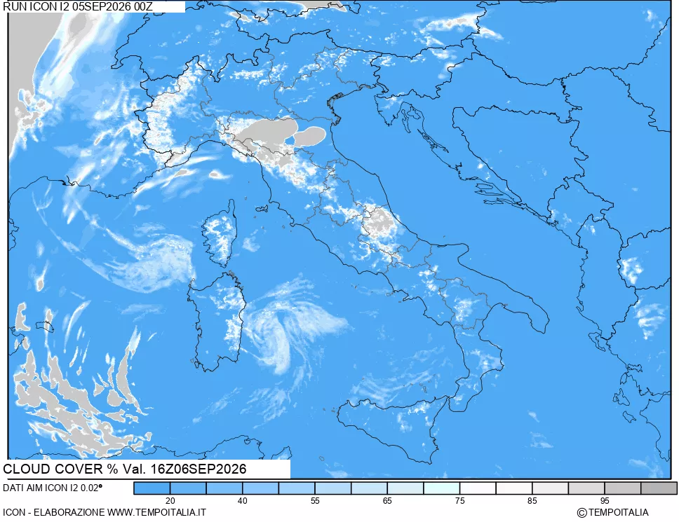mappa Nuvolosit&agrave; totale