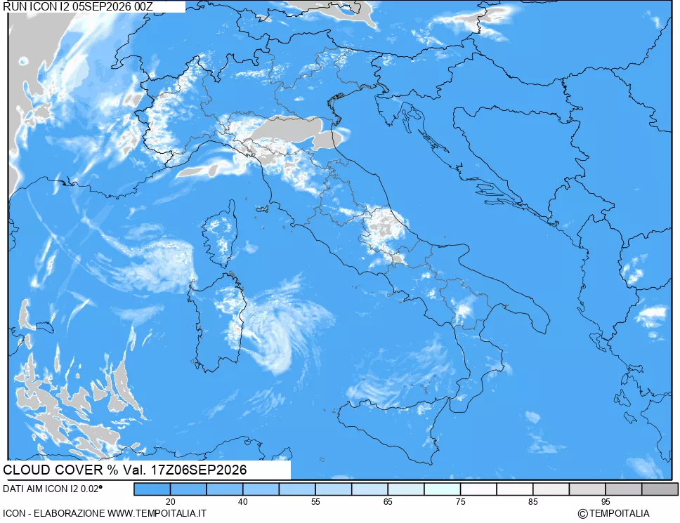 mappa Nuvolosit&agrave; totale