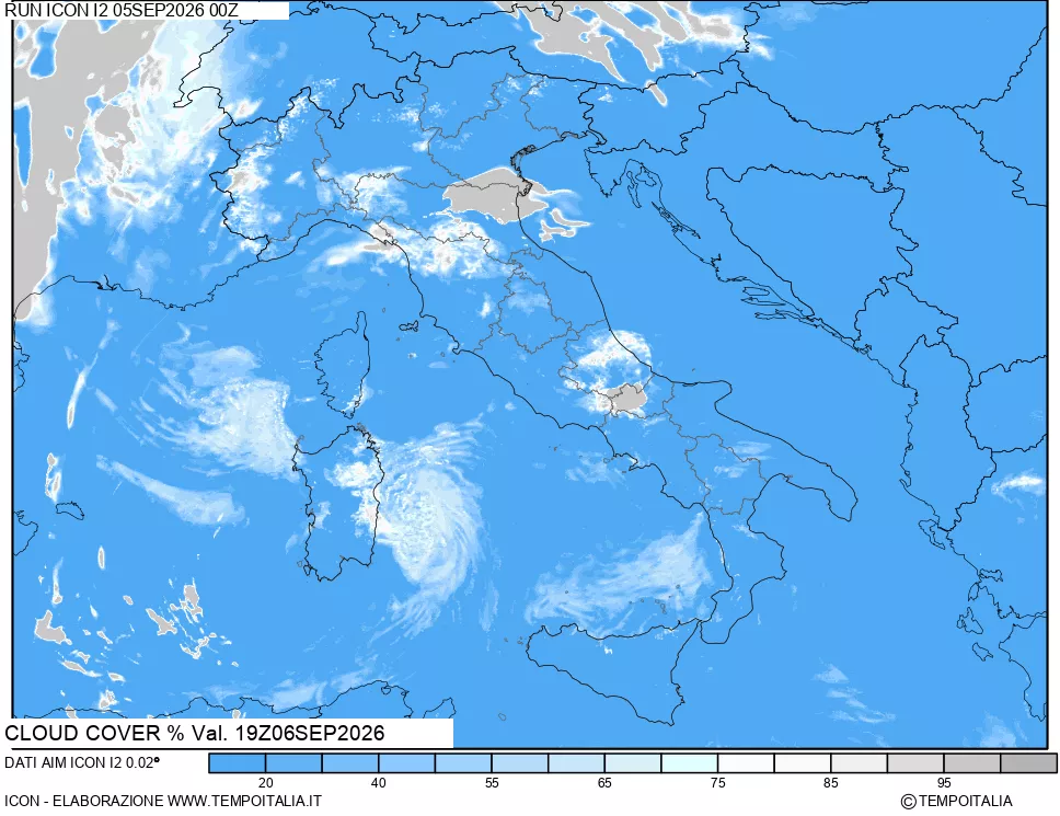 mappa Nuvolosit&agrave; totale