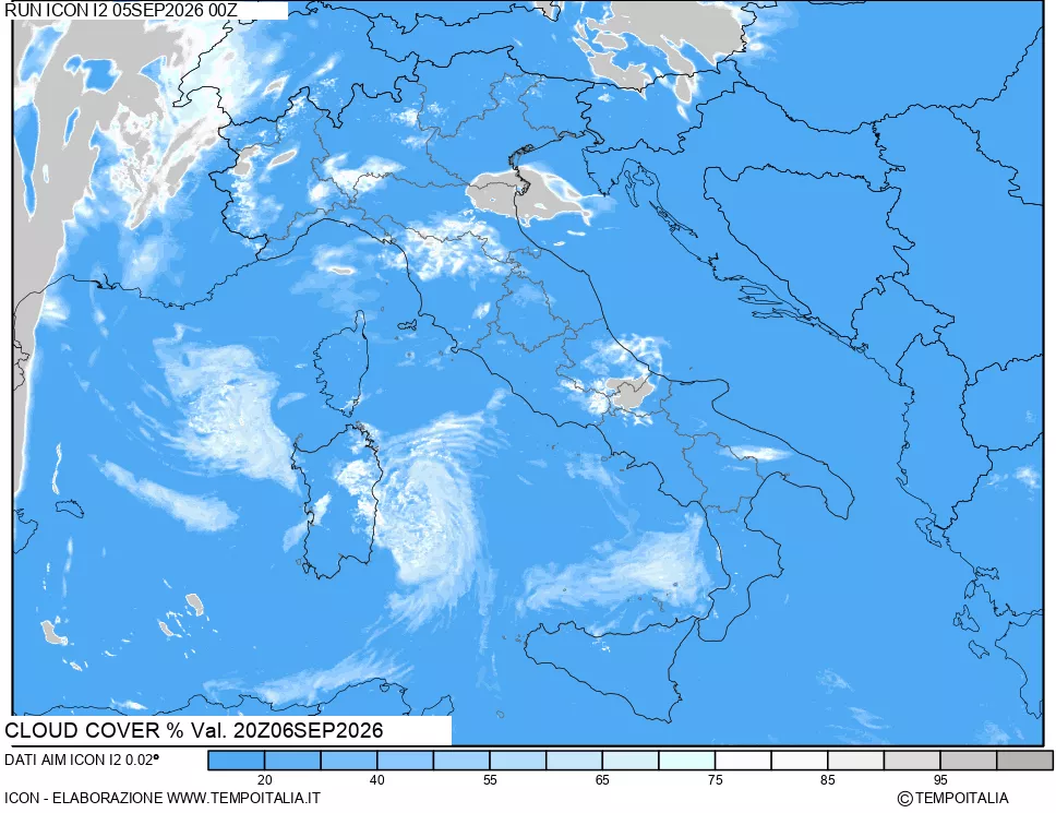 mappa Nuvolosit&agrave; totale