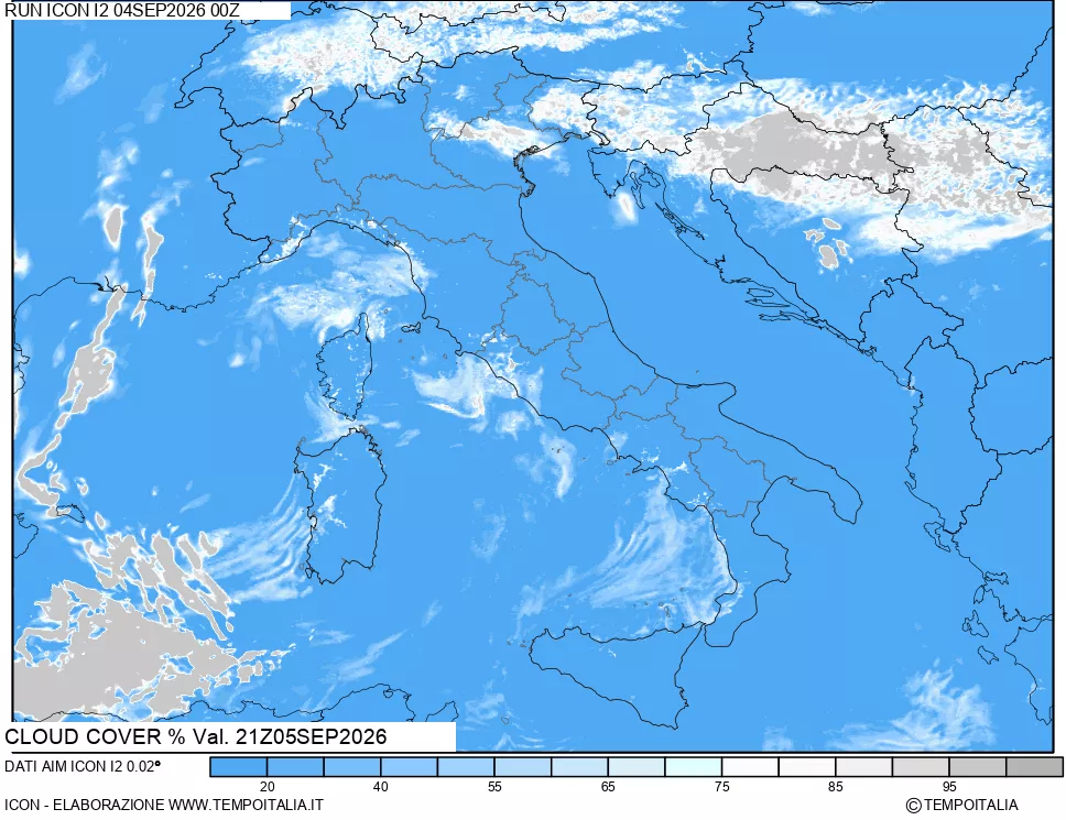 mappa Nuvolosit&agrave; totale