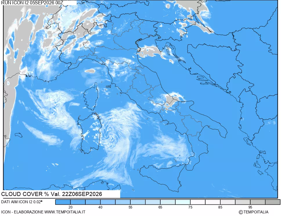 mappa Nuvolosit&agrave; totale