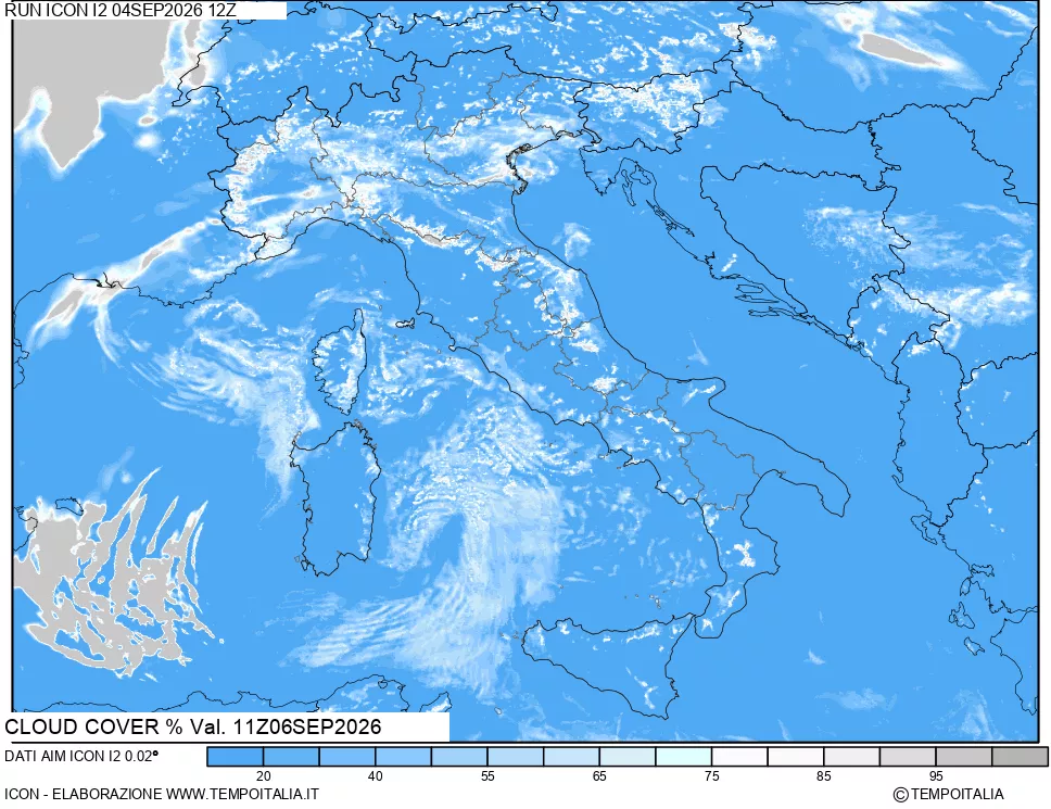 mappa Nuvolosit&agrave; totale