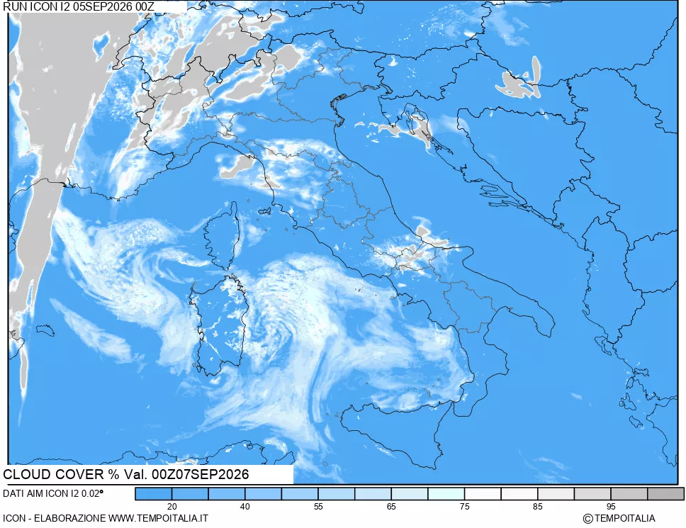 mappa Nuvolosit&agrave; totale