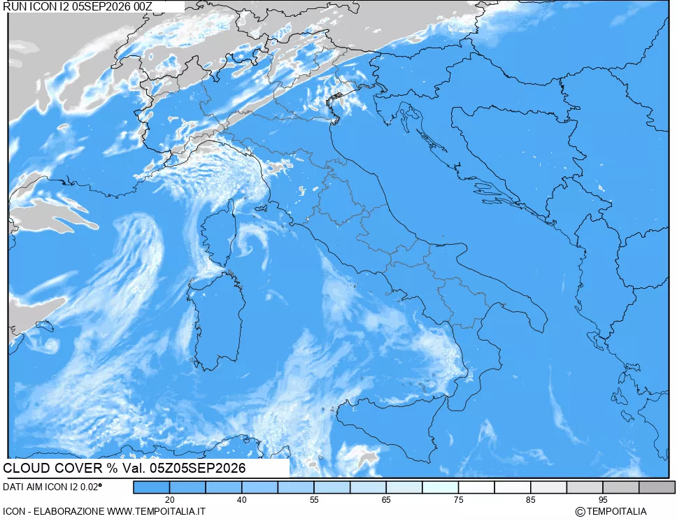 mappa Nuvolosit&agrave; totale