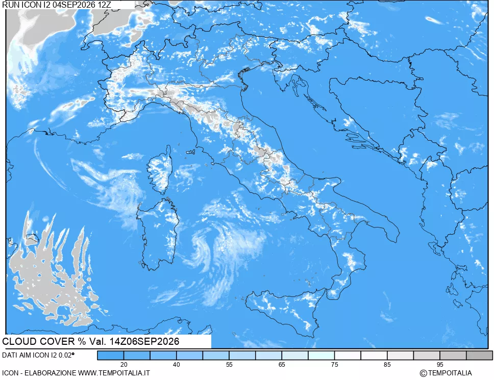 mappa Nuvolosit&agrave; totale