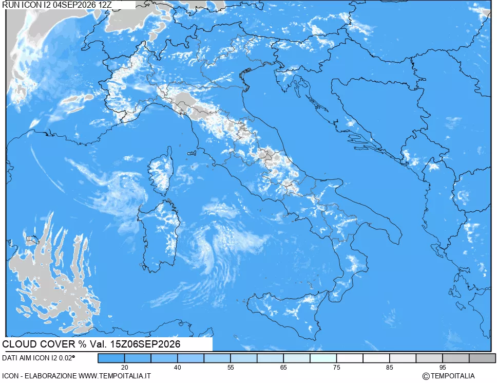 mappa Nuvolosit&agrave; totale