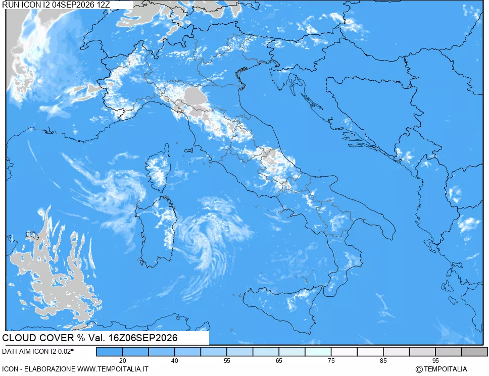mappa Nuvolosit&agrave; totale