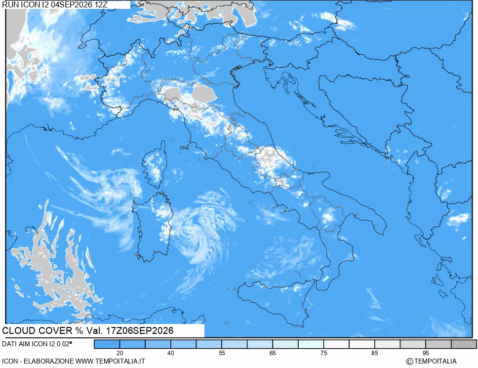 mappa Nuvolosit&agrave; totale