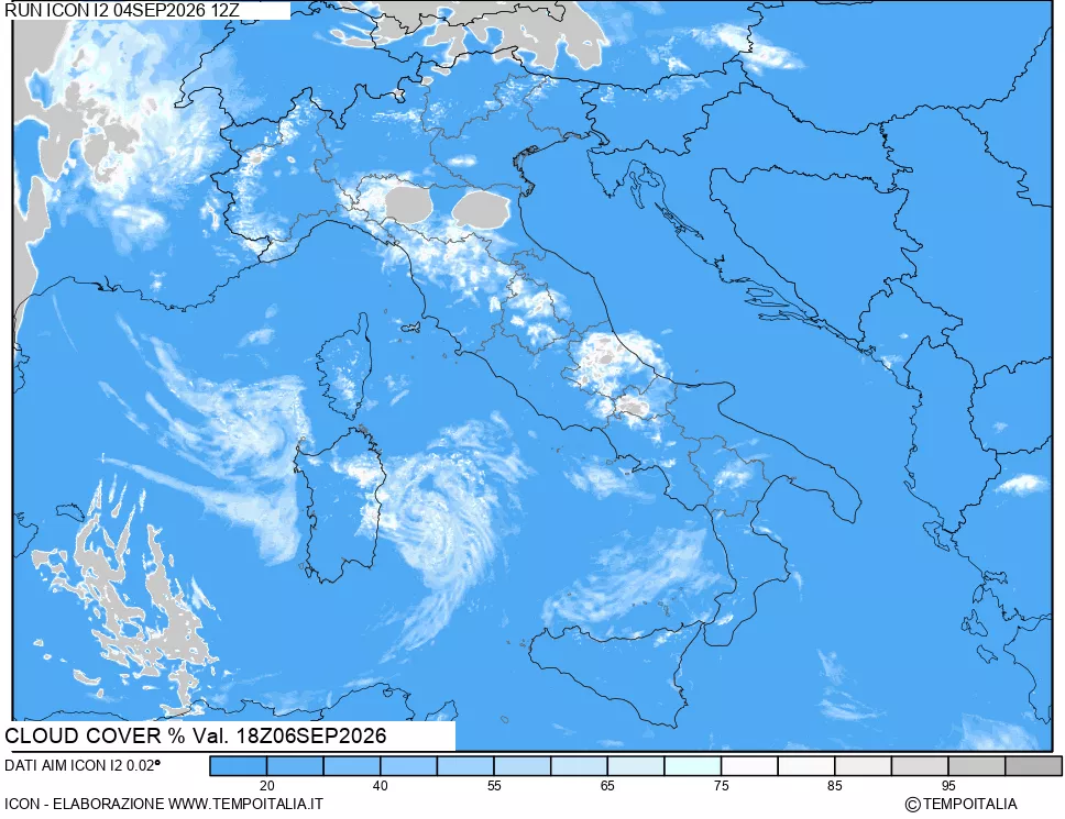 mappa Nuvolosit&agrave; totale