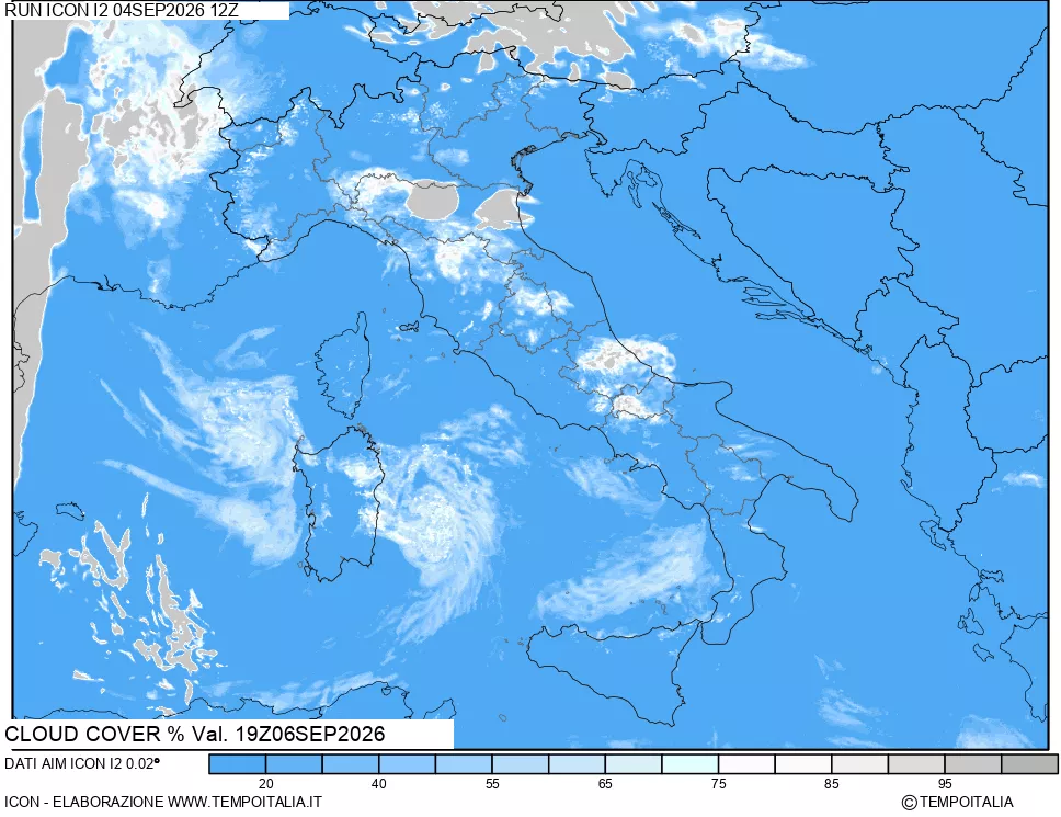 mappa Nuvolosit&agrave; totale