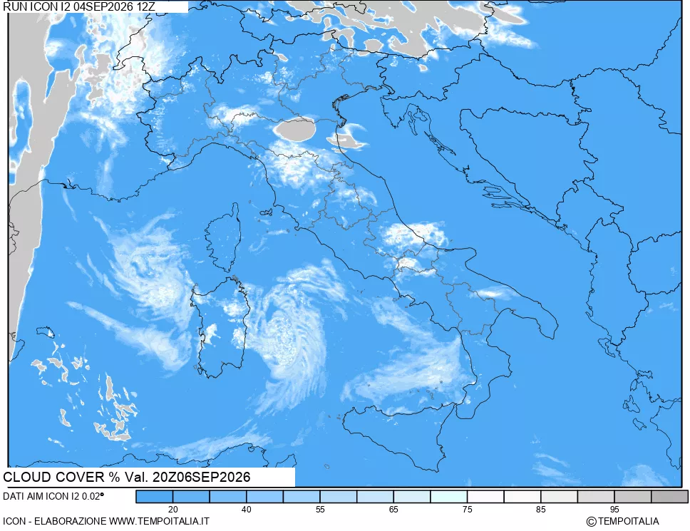 mappa Nuvolosit&agrave; totale