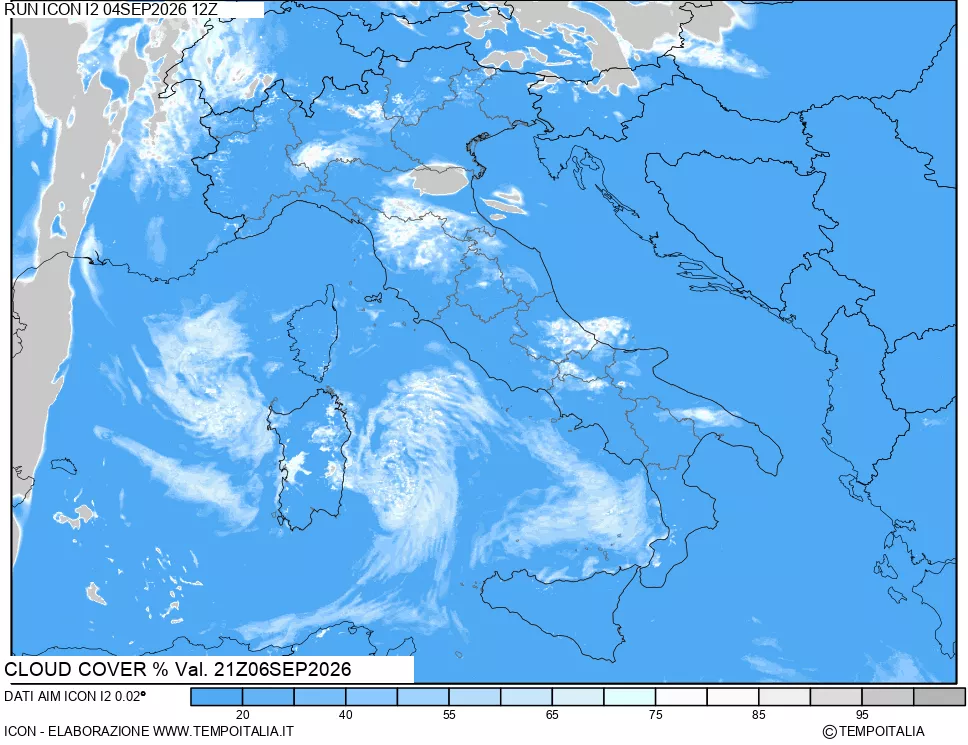 mappa Nuvolosit&agrave; totale