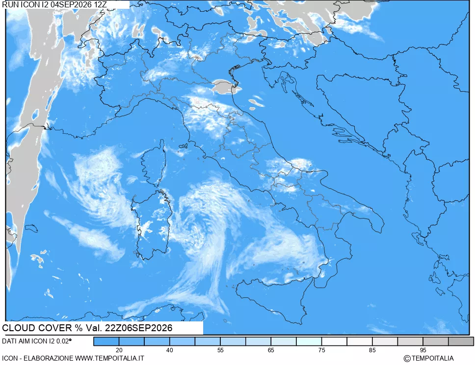 mappa Nuvolosit&agrave; totale