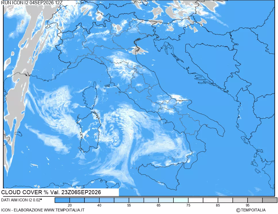 mappa Nuvolosit&agrave; totale