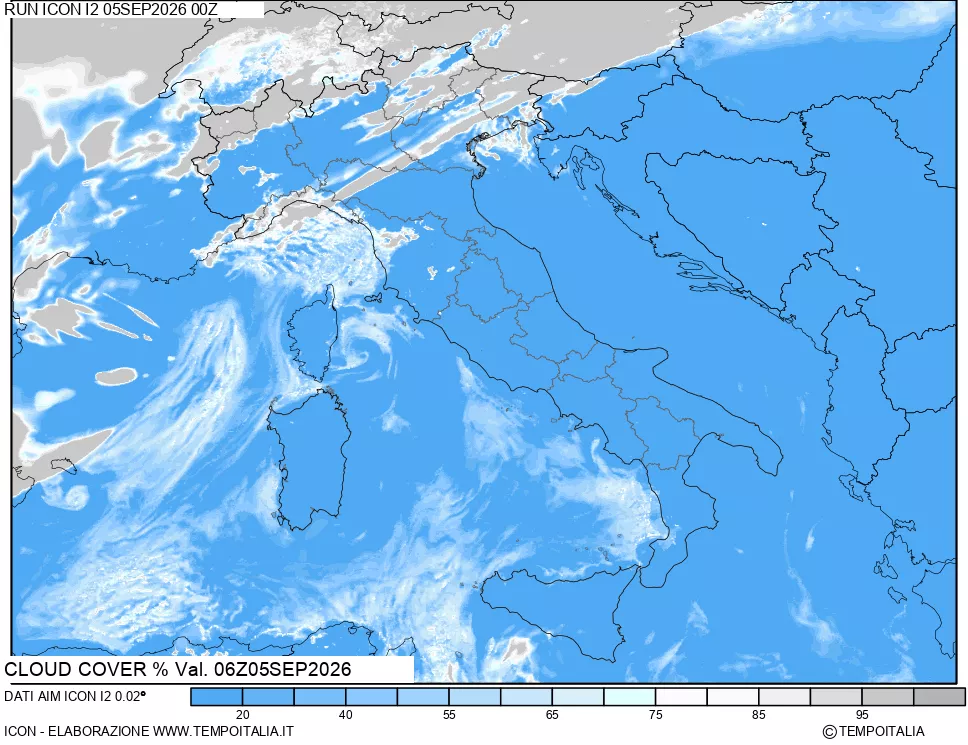 mappa Nuvolosit&agrave; totale