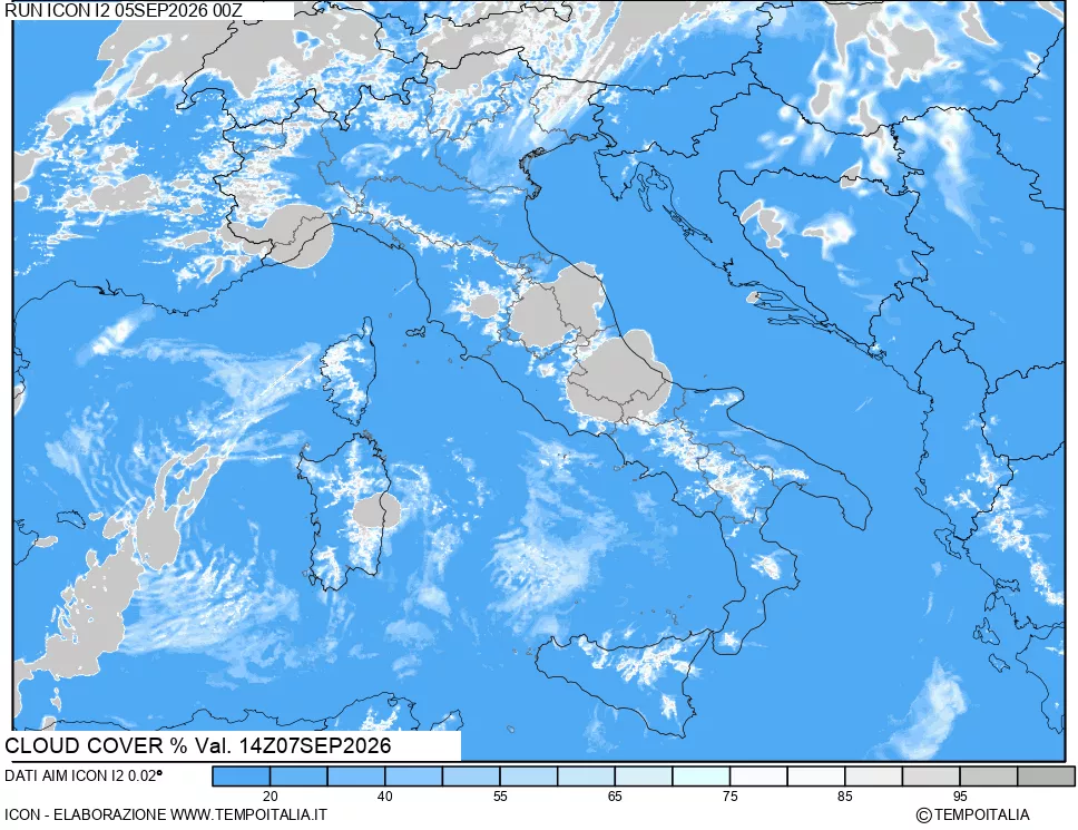 mappa Nuvolosit&agrave; totale