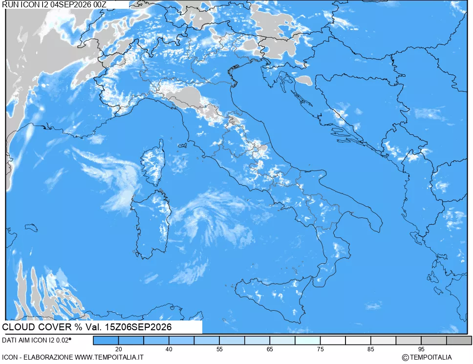 mappa Nuvolosit&agrave; totale
