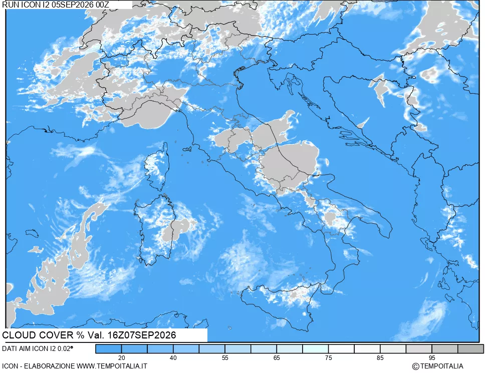mappa Nuvolosit&agrave; totale