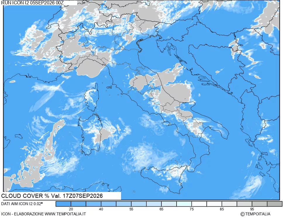 mappa Nuvolosit&agrave; totale