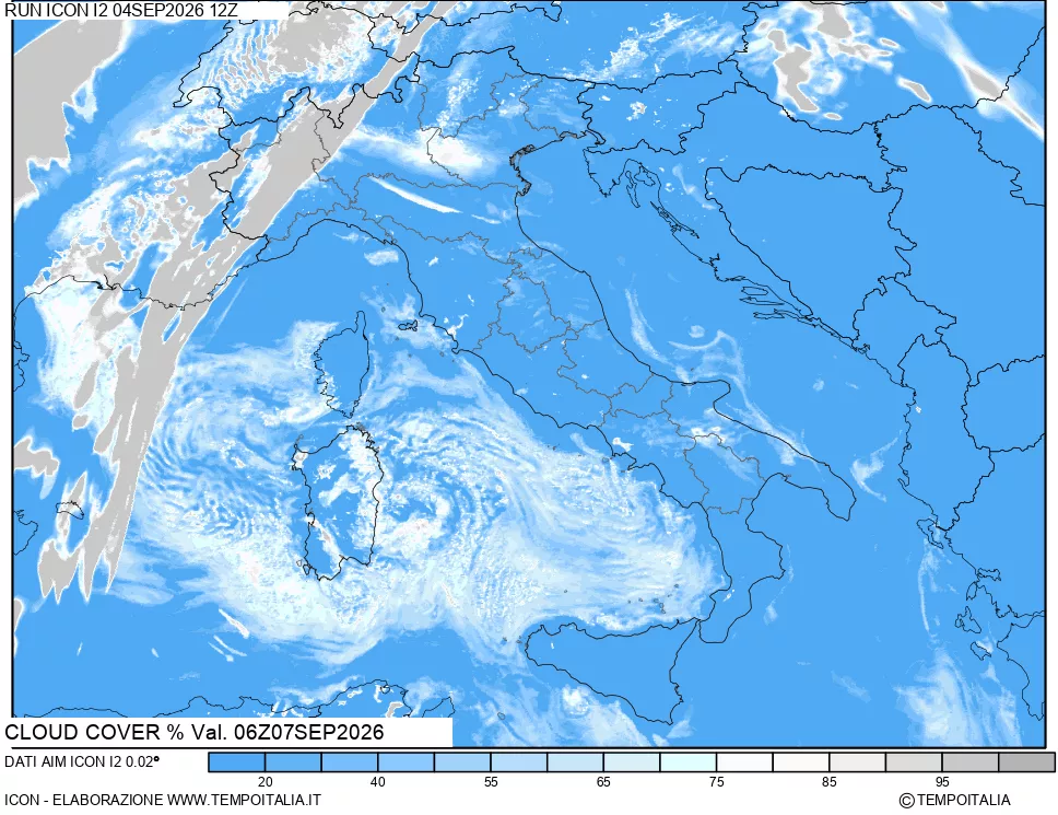 mappa Nuvolosit&agrave; totale