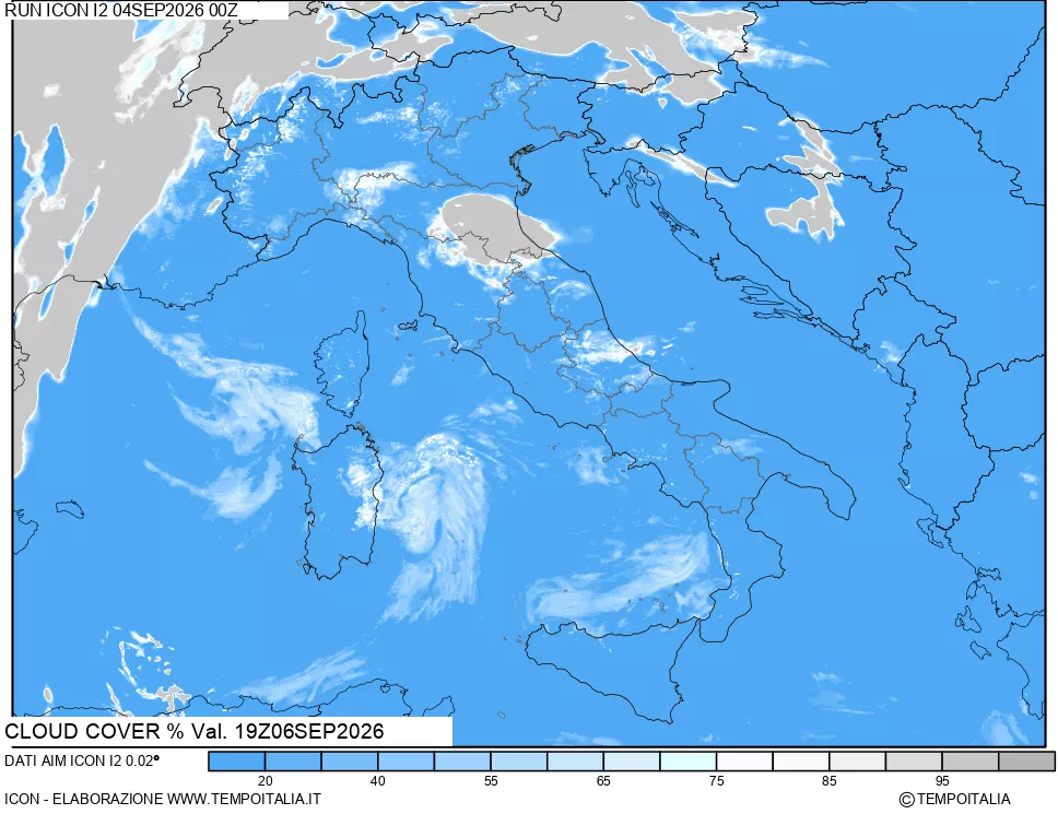 mappa Nuvolosit&agrave; totale