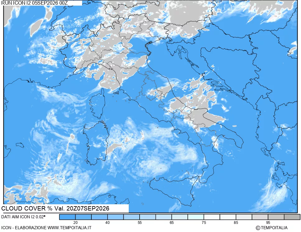 mappa Nuvolosit&agrave; totale