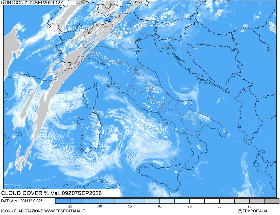 mappa Nuvolosit&agrave; totale
