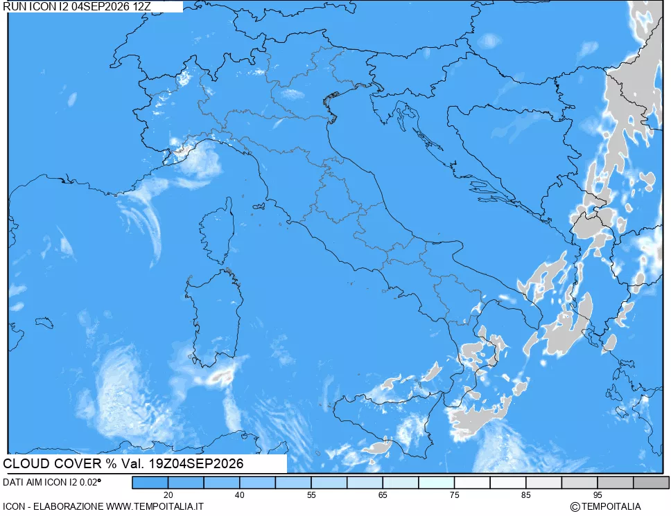 mappa Nuvolosit&agrave; totale