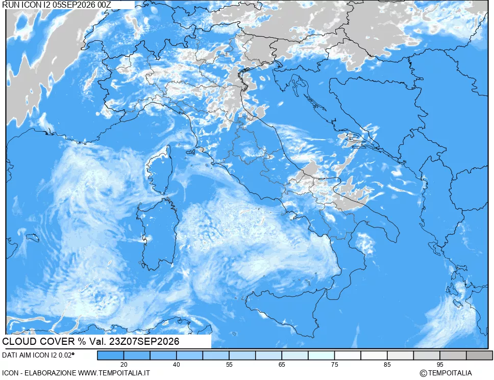 mappa Nuvolosit&agrave; totale