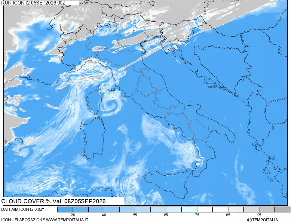 mappa Nuvolosit&agrave; totale