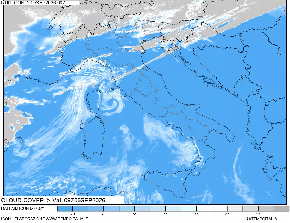 mappa Nuvolosit&agrave; totale