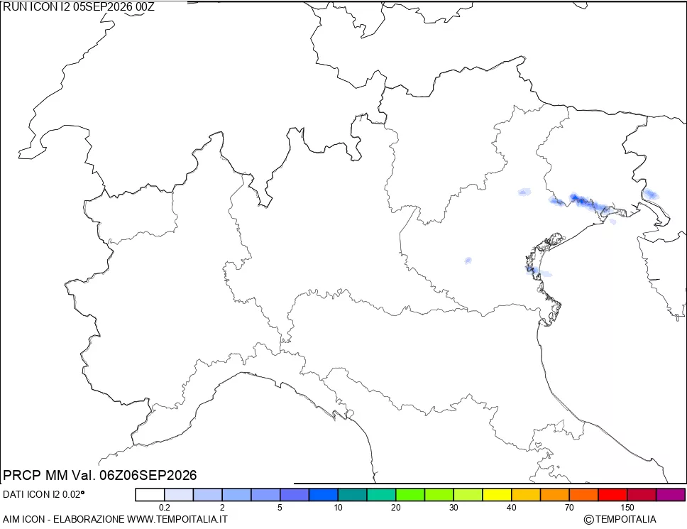 mappa Precipitazioni 24 ore precedenti