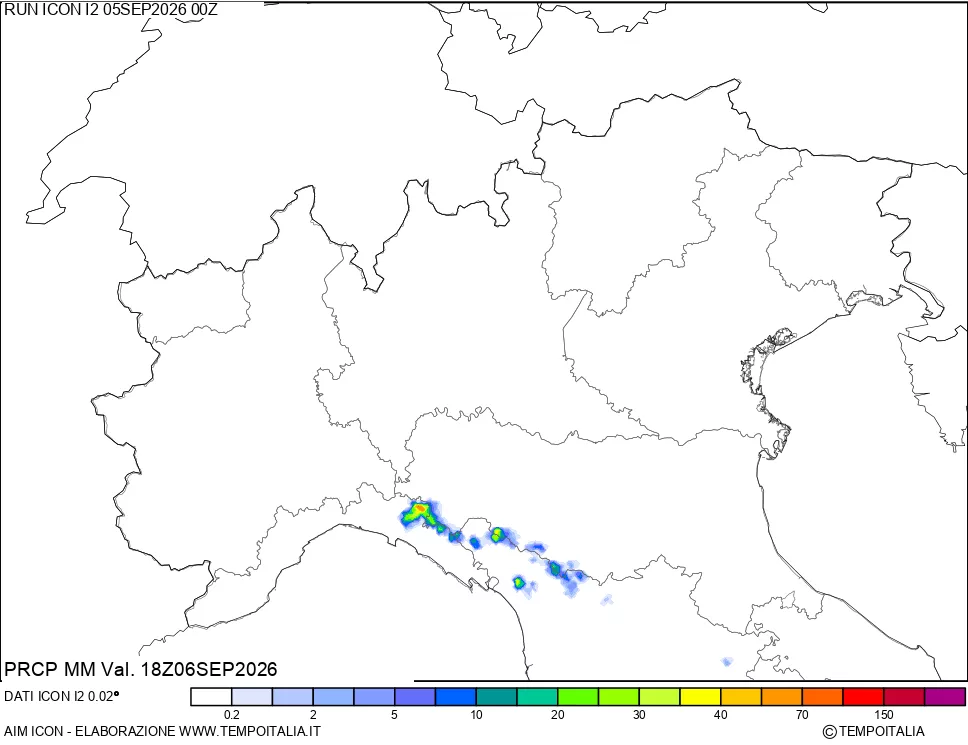 mappa Precipitazioni 24 ore precedenti