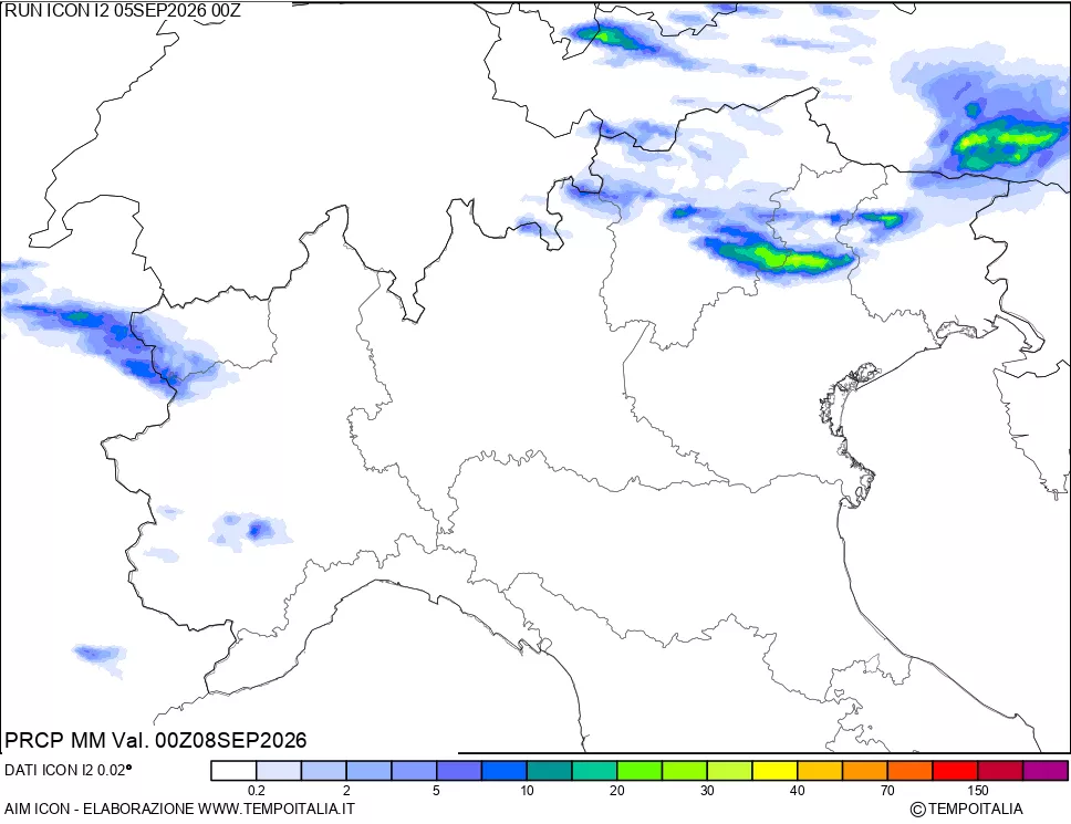 mappa Precipitazioni 24 ore precedenti