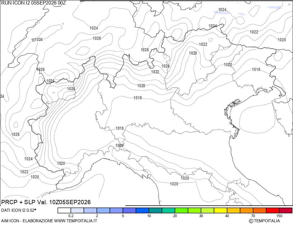 mappa Precipitazioni e pressione SLM
