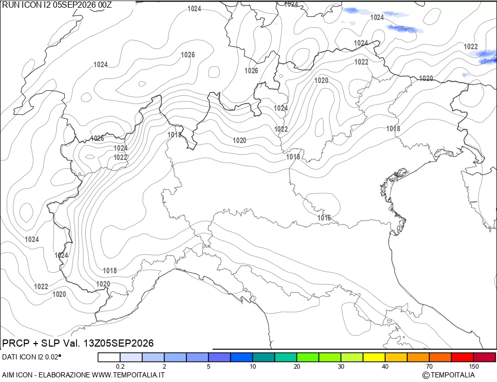 mappa Precipitazioni e pressione SLM