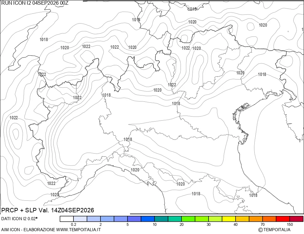 mappa Precipitazioni e pressione SLM
