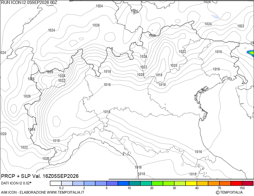 mappa Precipitazioni e pressione SLM