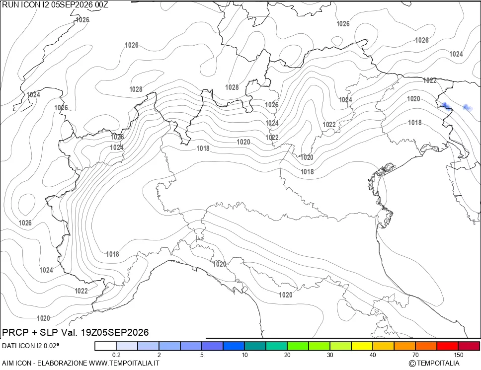 mappa Precipitazioni e pressione SLM