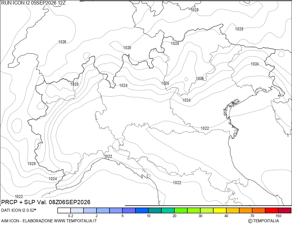 mappa Precipitazioni e pressione SLM