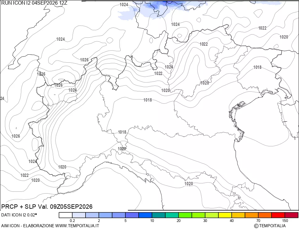 mappa Precipitazioni e pressione SLM