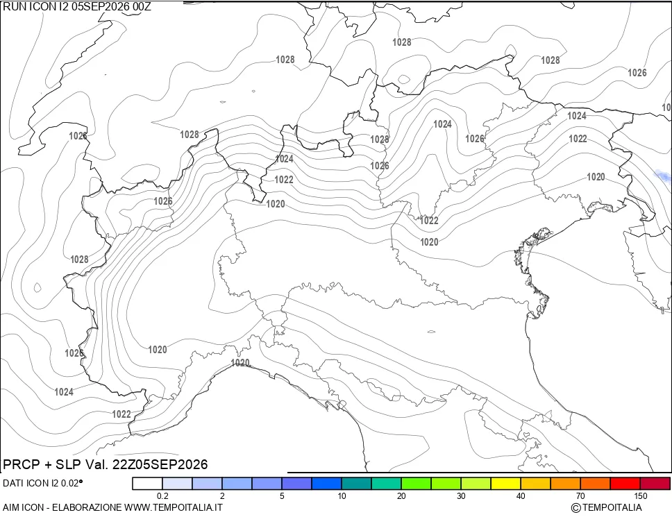 mappa Precipitazioni e pressione SLM