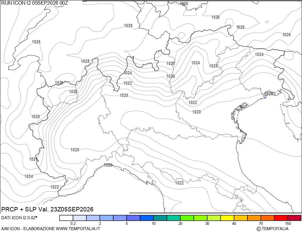 mappa Precipitazioni e pressione SLM