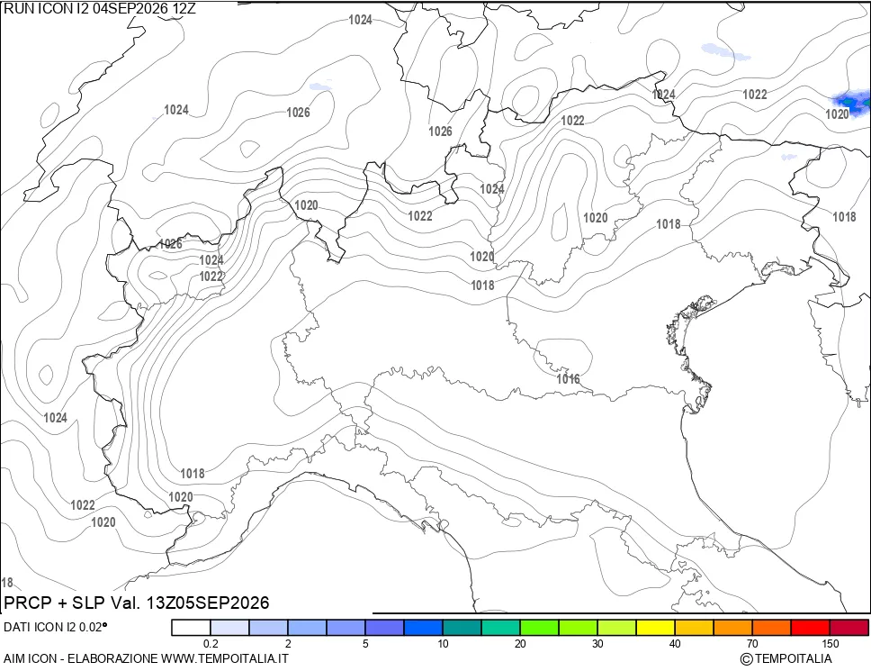 mappa Precipitazioni e pressione SLM