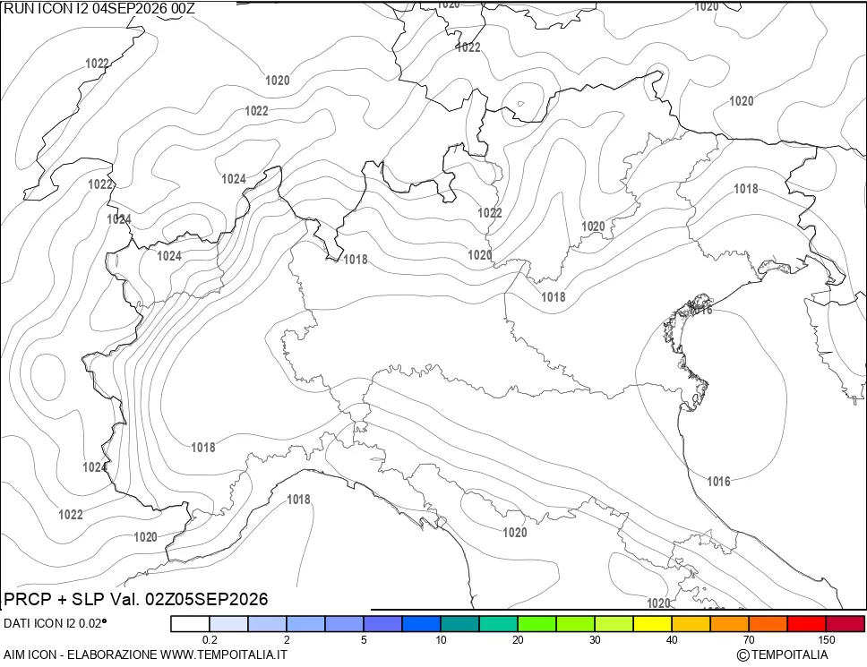 mappa Precipitazioni e pressione SLM