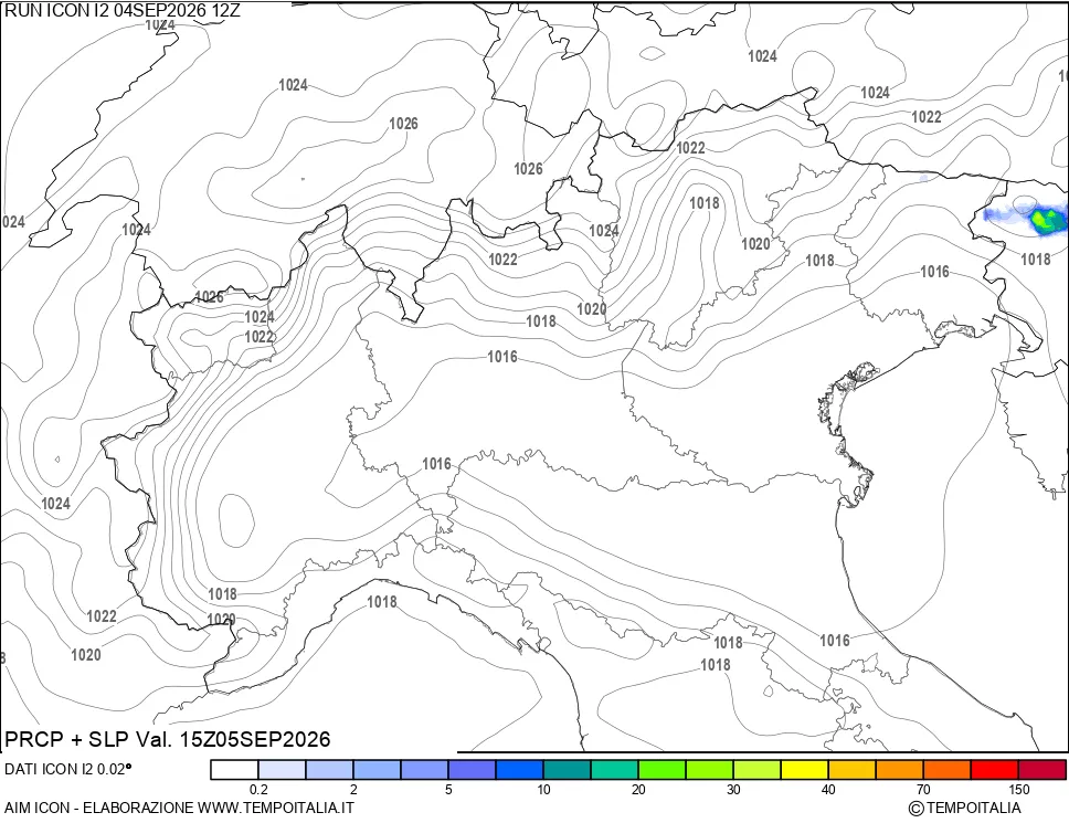mappa Precipitazioni e pressione SLM