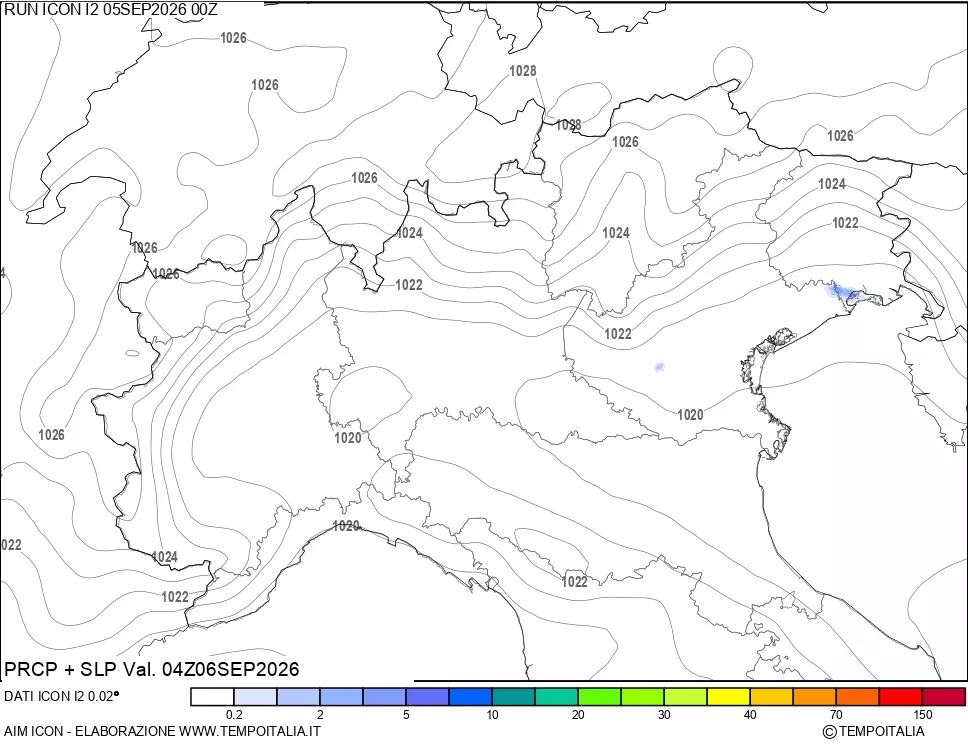 mappa Precipitazioni e pressione SLM