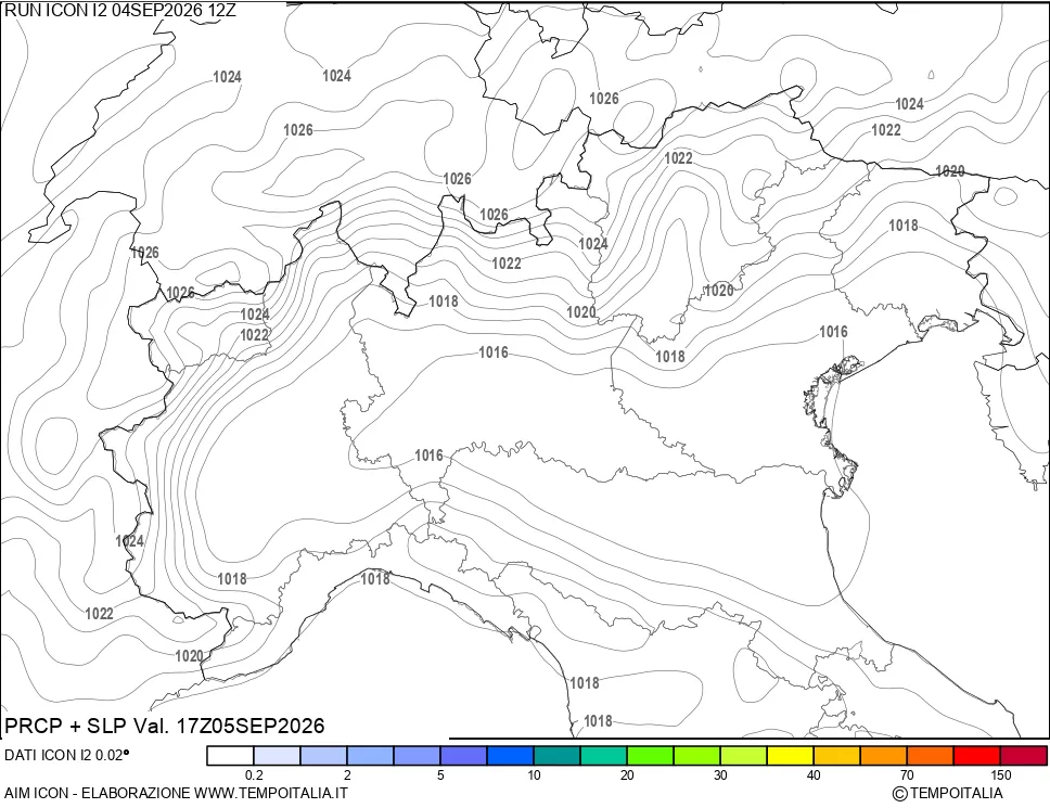 mappa Precipitazioni e pressione SLM